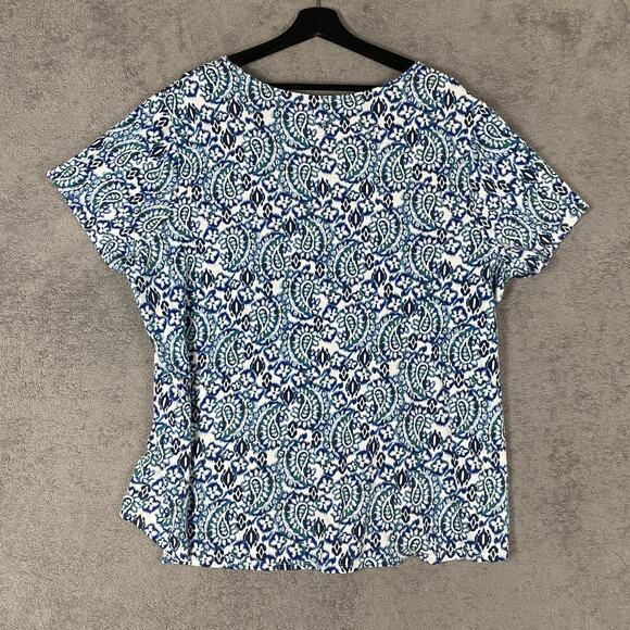 Pure Jill Shirt Womens 3XL Paisley Scoop Neck Pima Tee Top Relaxed Cozy Comfy - Picture 2 of 8